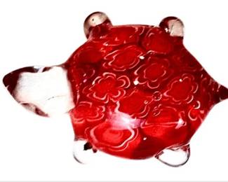 Glass Miniature Turtle Paperweight - Signed Tozai