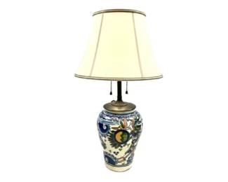 Hand Painted Talavera Pottery Ginger Jar Table Lamp With Floral Design