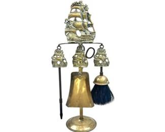 Brass Fireplace Tools With Shovel, Poker, Horsehair Brush, & Stand