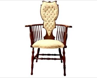 Aesthetic Movement Armchair With Upholstered Tufted Back