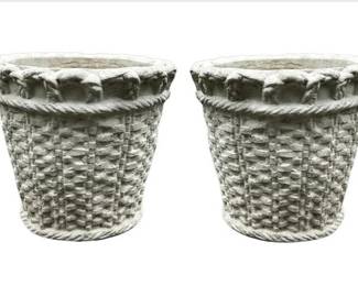 Cast Stone Woven Basket Planters