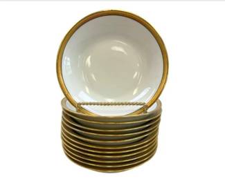Theodore Haviland Limoges France Fruit/Dessert Bowls With Gold Rim - Set Of 12