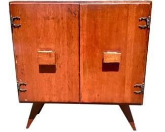 Mid Century Cabinet With Splayed Feet & Western Style Horseshoe Hinged