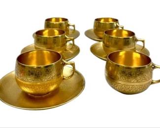 Studio Bavaria Gold Lustre Demitasse Cups And Saucers