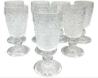 Set Of 8 Vintage Pressed Glass Wine Glasses