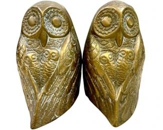 Pair Of Brass Owl Book Ends