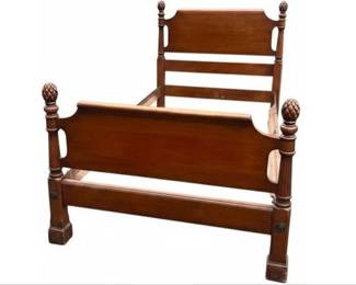 Vintage Twin Wooden Bed Frame With Pineapple Finials