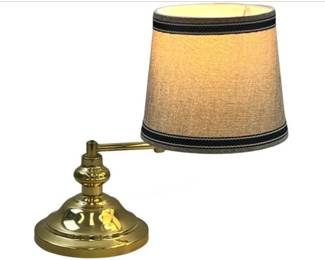 Vintage Swing Arm Brass Lamp With Fabric Shade