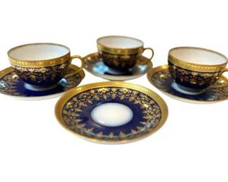 French Porcelain Cups & Saucers - Signed Bernardaud - D&C France - D.B. Bedell & Co.