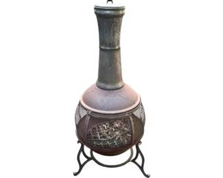 Galvanized Steel Chiminea On Tripod Base