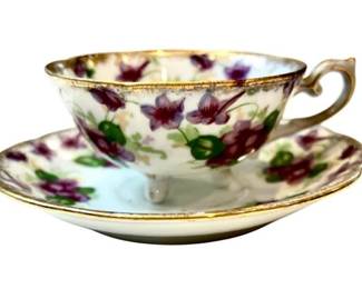Porcelain Footed Tea Cup & Saucer - Unsigned