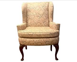 Vintage Wingback Armchair With Paisley Upholstery