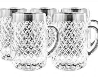 Cut Crystal Beer Steins - Set Of Five