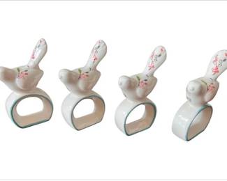 Porcelain Napkin Rings With Bird Motif