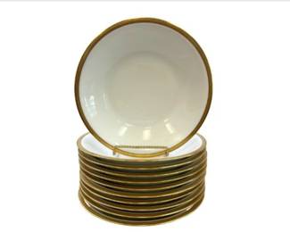 Theodore Haviland Limoges France Rimmed Soup With Gold Rim - Set Of 11