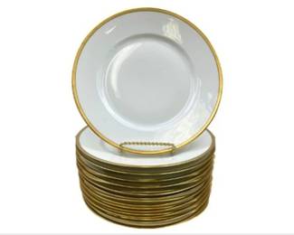 Theodore Haviland Limoges France Dinner Plates With Gold Rim - Set Of 12