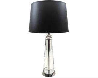 Contemporary Glass & Chrome Table Lamp With Black Shade