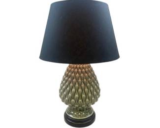Vintage Glazed Pineapple Lamp With Fabric Shade