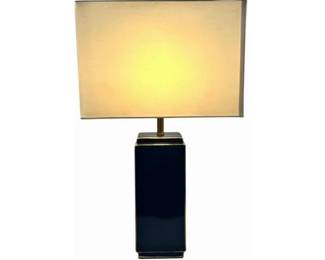 8 Oak Lane Porcelain Navy Gold Square Table Lamp