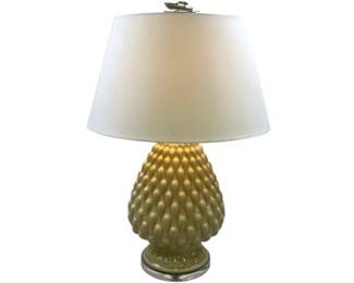 Vintage Glazed Pineapple Lamp With Fabric Shade