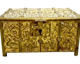 Erhard & Sohne German Latch Front Ecclesiastical Footed Box - Wood Lining - Hallmarked