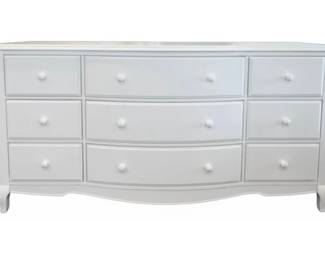 Pottery Barn Lilac Dresser With Rounded Legs & Nine Drawers