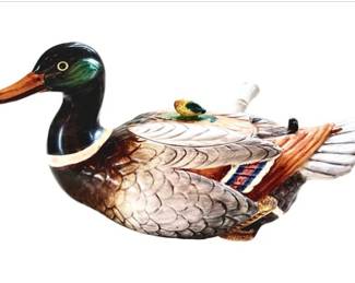 Italian Pottery Tureen & Spoon - Signed Made In Italy