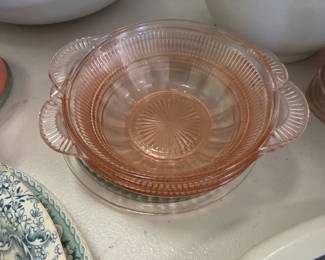 Pink depression glass 