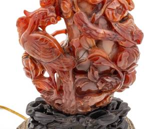 Lot 1097 Chinese Carnelian Agate Vase Mounted As a Table Lamp Vase Size 1900, H 9" W 5" 1 PC