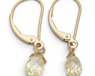 Lot 26 14k White Gold and Diamond Briolette Dangle Earrings