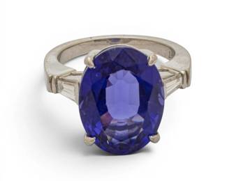 Lot 33 Platinum, Imitation Gemstone, and Diamond Cocktail Ring Size 6.5