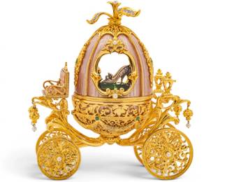 Lot 1242 House of Igor Carl Fabergé, (Russian) 'Cinderella's Enchanted Carriage', Gold Plated Sterling Silver and Enamel Enhanced with Gemstones, Imperial Jewe