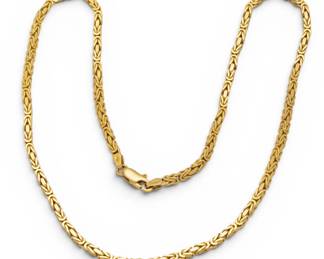 Lot 63 18k Yellow Gold Byzantine Chain Necklace