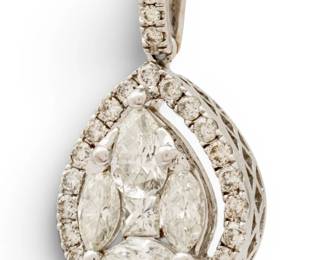 Lot 1 14k White Gold and Mixed Fancy Shape Natural Diamond Pendant