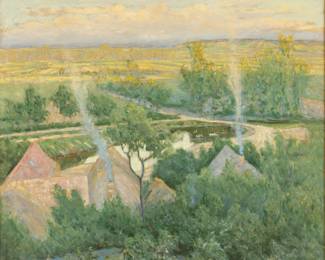 Lot 1004 Otakar Nejedlý (Czech, 1883-1957) Oil on Canvas 1902, 'A View of Okoř, Czech Republic', H 27.5" W 30.5"