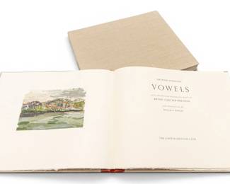 Lot 1056 Henri Cartier-Bresson (French, 1908-2004) Text by Arthur Rimbaud Three Watercolor Woodblock Prints 1996, 'Vowels', H 13.5" W 16"