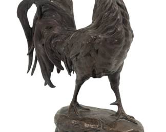 Lot 1190 Alfred Barye (French, 1839-1882) Original Bronze Sculpture 1860-1880, 'Le Coq (Rooster)', H 18" W 7.5" L 13" 1 PC
