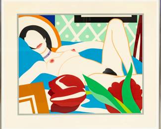 Lot 1015 Tom Wesselmann (American, 1931-2004) Screenprint in Colors, on Museum Board 1989, 'Monica with Tulips', H 35.9" W 44.6"