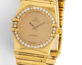 Lot 66 Omega 18kt Gold Constellation Wrist Watch with Diamonds