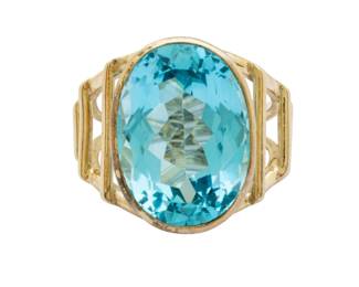 Lot 72 Blue Topaz Oval Ring, Silver Setting, Size 7