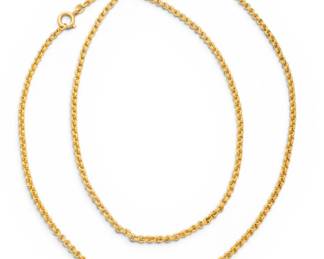 Lot 62 Italian 18k Yellow Gold Double Cable Link Chain Necklace