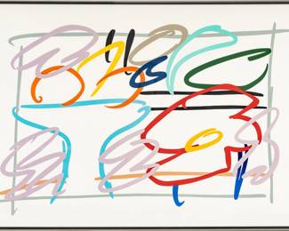 Lot 1014 Tom Wesselmann (American, 1931-2004) Screenprint in Colors on Museum Board 1989, 'Fast Sketch Still Life with Abstract Painting', H 56.7" W 83.9"