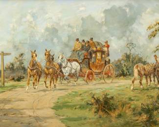 Lot 1008 George Wright (English, 1860-1942) Oil on Canvas, Ca. Early 20th C., 'Nearing Guildford, Surrey', H 16" W 24"