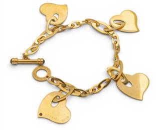 Lot 60 Roberto Coin (Italian) 14k Yellow Gold Charm Bracelet with Sapphire
