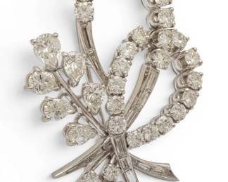 Lot 16 Vintage-Inspired Platinum and Diamond Ribbon Brooch