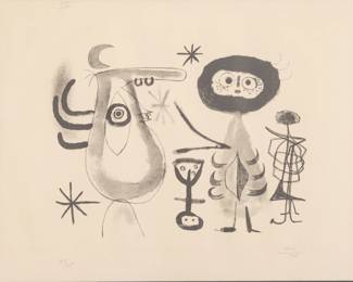 Lot 1025 Joan Miro (Spanish, 1893-1893) Lithograph on Wove Paper 1948, 'Plate 4 from Album 13', H 10.8" W 14.4"