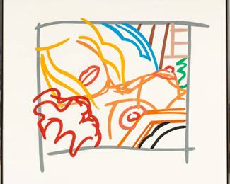 Lot 1013 Tom Wesselmann (American, 1931-2004) Screenprint Colors, on Museum Board 1988, 'Bedroom Blonde Doodle with Photo', H 52" W 45.5"