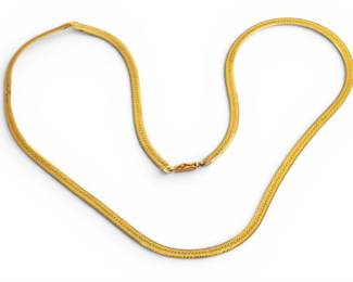 Lot 64 Italian 14k Yellow Gold Herringbone Chain Necklace