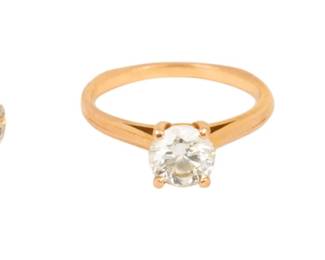 Lot 2 1.15 Carat Natural Diamond 14k Rose Gold Engagement Ring and Two Natural Diamond Wedding Bands 'H Color, SI2 Clarity'