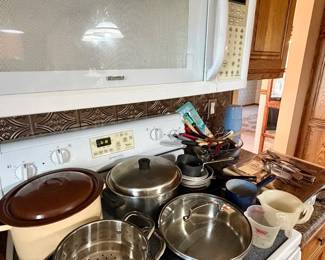Pots and pans, silverware sets